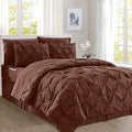 Elegant Comfort 8-Piece Pinch Pleated Comforter Set -All Season Complete Bed in a Bag, Includes 4pc Smart Sheet Set, Bed Skirt, Comforter, Matching Pillowcases and Shams, Twin/Twin XL, Chocolate Brown