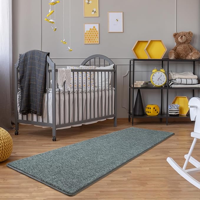 Keeko Soft 2x6 Runner Rug, Bedside Rugs for Bedroom Living Room Small Area Throw Rugs Indoor Runner Hallway Carpets Memory Foam Laundry Room Rug for Teen Kids Nursery Dorm Classroom Decor Grey