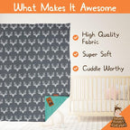 Dear Baby Gear - Reversible Baby Blankets - Soft Nursery Blanket for Newborn - Toddler Blankey - Throw Blanket for Boys & Girls - Infant Blankets - 40x30 (Antlers Grey - Mint)