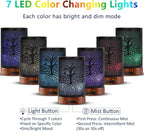 Aromatherapy Essential Oil Diffuser 150ml- Electric Cool Mist Aroma Diffuser with Intermittent Mode, Auto Shut-Off Protection, 7 Colors Changing LED Light for Home Office Decor & Gift (Life Tree)