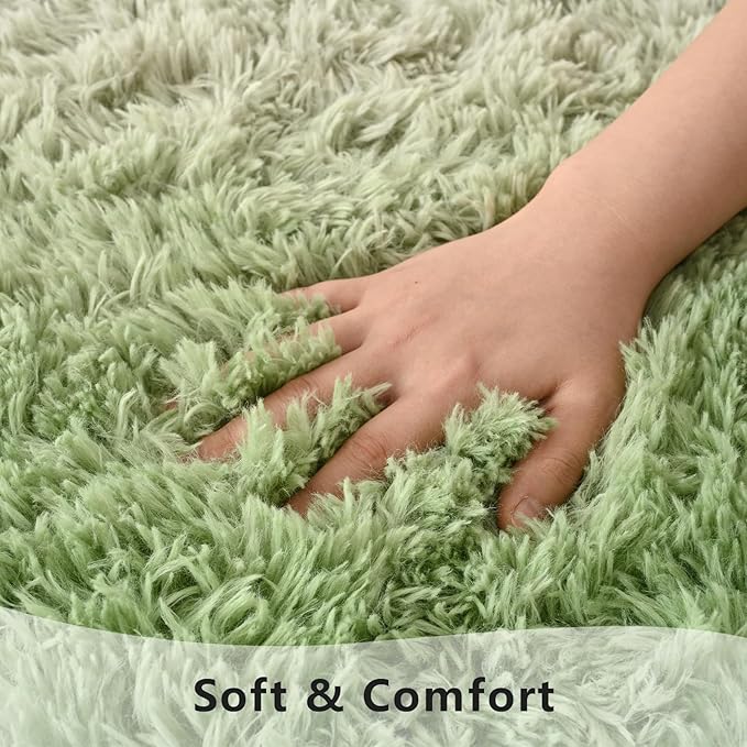Yellow Green Area Rug 6x9 Large Rugs for Living Room Bedroom, Fluffy Cute Rug Modern Carpets for Kids Room, Non-Skid Rectangular Indoor Gradient Rug for Girls Boys Nursery Room Home Decor