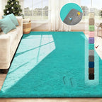 5x7 Area Rug for Living Room: Fluffy Shag Soft Washable Rugs Fuzzy Plush Indoor Carpet for Bedroom Nursery Playroom Dorm Kids Girls Boys Room (Teal Blue, 5'x7')