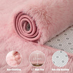 Macgace Light Pink Rugs for Bedroom Girls, 5x7 Shag Rug Fluffy Area Rugs with Non-Slip Backing for Living Room, Fuzzy Plush Carpet Washable Rug Cute Home Decor Aesthetic for Nursery Dorm Office