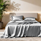 Love's cabin Satin King Sheet Sets - 4 Piece Dark Grey Silky Sheets King Size Bed Set with Deep Pocket, Luxury Silk Feel King Size Satin Sheet Set (1 Flat Sheet,1 Fitted Sheet,2 Pillow Cases)