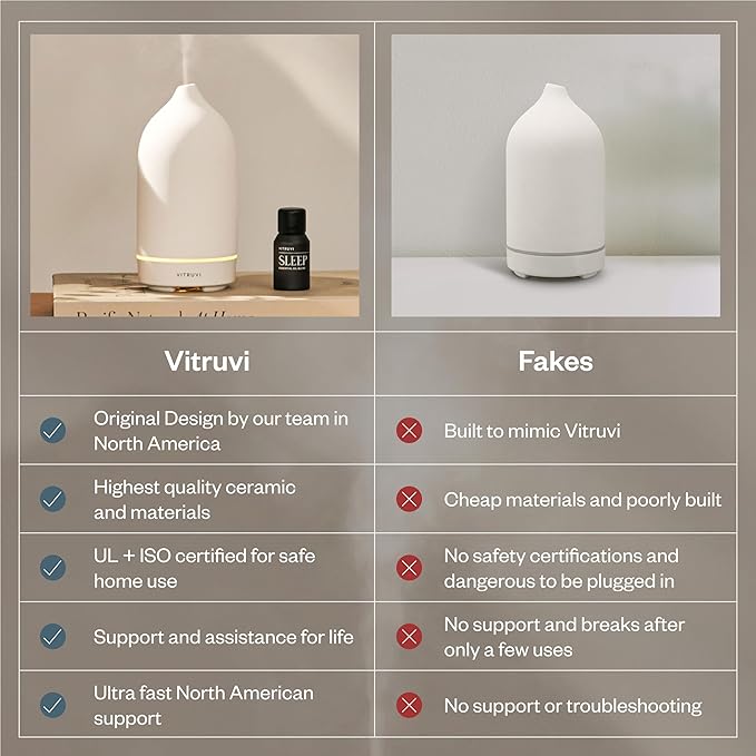 Vitruvi Stone Diffuser, Ceramic Ultrasonic Essential Oil Diffuser for Aromatherapy | Ceramic Diffuser, Diffusers for Home, Oil Diffuser, Room Decor | Black, 90ml Capacity
