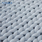 YnM Cooling Weighted Blanket, Handmade Chunky Yarn Knitted Design, Temperature Regulating and Breathable, Machine Washable Throw for Sleep or Home Decor (Azure Blue, 50x60 Inch, 10lbs)