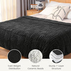 Sherpa Fleece Adult Weighted Blanket Great for Sleep, 15 lbs Dual Sided Soft Fuzzy Heavy Blankets for Couch Bed Sofa, Cozy Warm Fluffy Arched Jacquard Throw for Winter (Black, 48" x 72", 15 Pounds)