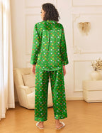 Ekouaer Womens Silk Satin Pajama Sets 2 Piece Sleepwear Pjs Set Long Sleeve Button Down Top and Pants Stripe Loungewear S-XXL
