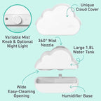 Pure Enrichment PureBaby Cloud Ultrasonic Cool Mist Humidifier Quiet Variable Mist for up to 24 Hrs Ideal for Baby Nurseries & Kids Bedrooms to Relieve Congestion Colds & Coughs, Night Light, BPA-Free