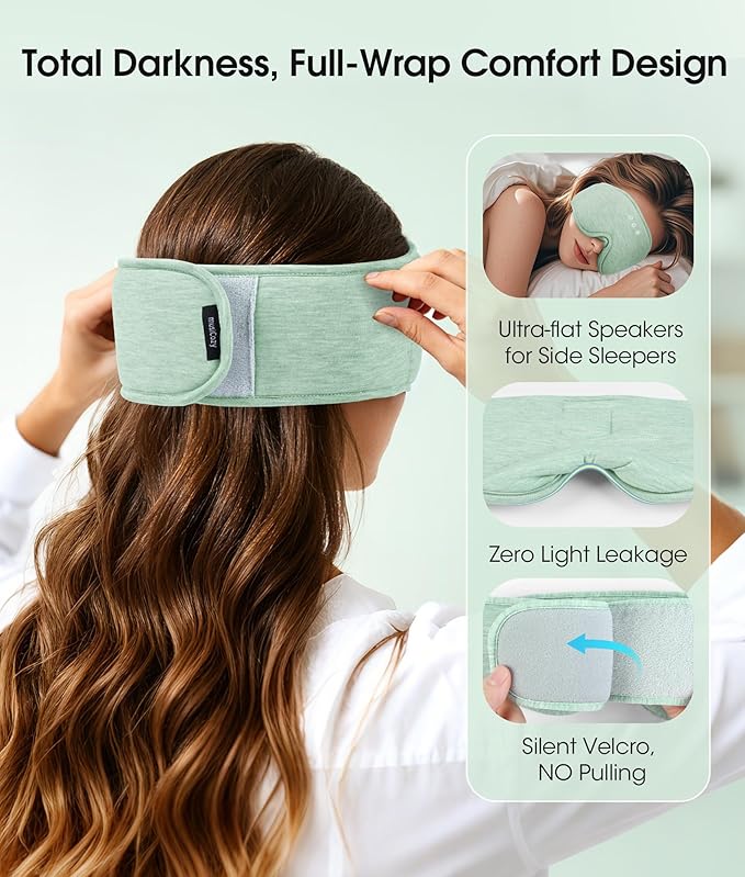 MUSICOZY Bluetooth Sleep Headphones, Wireless Sleep Mask with Bluetooth 5.4, Ultra-Thin Stereo Speakers, 14H Playtime, Comfortable Eye Mask for Side Sleepers, Travel & Relaxation Gifts for Men Women