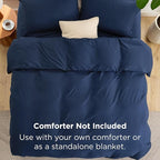 Bedsure Duvet Cover with Fitted Sheet Queen - Cooling Deep Pocket, Hotel Luxury Soft Double Brushed Bedding Set with Zipper Closure, 1 Duvet Cover, 1 Fitted Sheet, 2 Pillow Shams, NO Comforter, Blue