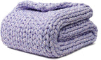 YnM Weighted Blanket, Handmade Chunky Knitted Design, Soft and Cozy, Temperature Regulating and Breathable, Machine Washable Throw for Sleep or Home Decor (Purple Fancy Yarn, 50x60 Inch, 10lbs)