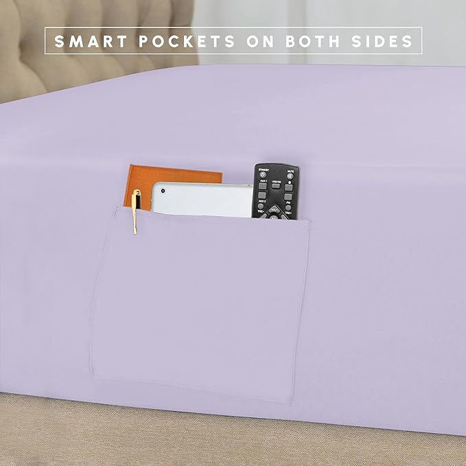 Elegant Comfort 8-Piece Pinch Pleated Comforter Set - All Season Complete Bed in a Bag, Includes 4pc Smart Sheet Set, Bed Skirt, Comforter, Matching Pillowcases and Shams, Twin/Twin XL, Lavender