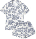 LYANER Women's Silky Satin Pajamas Set Short Sleeve Button Down Shirt With Shorts Pjs Set Sleepwear