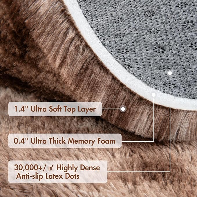 Ultra Soft Fluffy Shaggy Runner Rug 2x4, Modern Plush Indoor Carpet for Hallway Entryway Bedroom Living Room Kitchen, Upgraded Non-Slip Fuzzy Rug