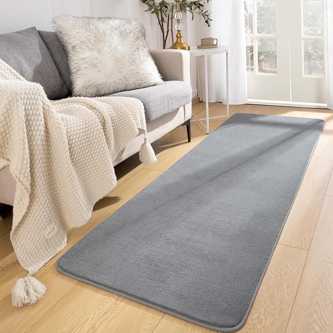 Softlife Washable Runner Rug for Bedroom Living Room Rug, 2x6 Grey Soft Fluffy Hallway Runner Rug, Non-Slip Indoor Carpet for Kitchen Laundary Room Decor Entryway Bathroom