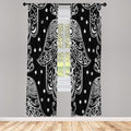 Lunarable Hamsa Window Curtains, Egyptian Boho Hand Shape Pattern Eye Design Bridal Night Inspired Art, Lightweight Decorative 2-Panel Set & Rod Pocket, Pair of - 28" x 63", Black White