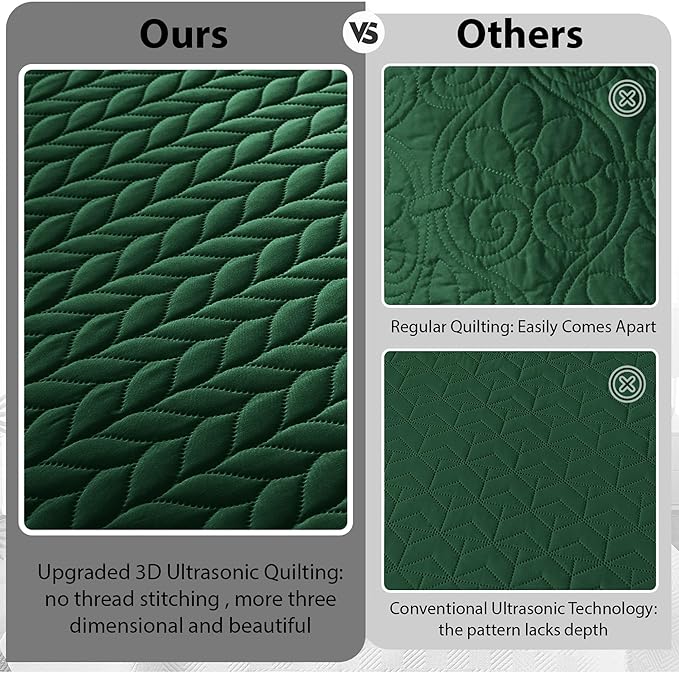 IR Imperial Rooms Twin Quilt Bedding Set (68” x 86”) - Bulk Pack of 10 Wholesale for Hotels, Guest Bedroom & Airbnbs - Lightweight Microfiber Reversible Embossed Quilts Bedspreads (Emerald)