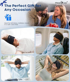 MUSICOZY Bluetooth Sleep Mask Headphones 5.4, Wireless Over-Ear Headphones Washable Zipper Sleep Headphones Mask with HD Stereo Speakers for Side Sleepers Travel & Relaxation, Gifts for Men Women