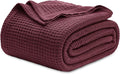 Bedsure Gentlesoft 100% Cotton Blanket Twin XL Size for College Dorm - Breathable and Soft for Spring Summer, Waffle Weave Twin Blanket for Bed, Dorm Room Essentials, Burgundy, 66x90 inches