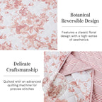 BLOOMHAVEN Quilt Set Twin Size, Dusty Rose Floral Quilt Sets, Reversible Bedspread Lightweight and Breathable for All Seasons, Soft Quilted Bedspread with 1 Pillow Sham