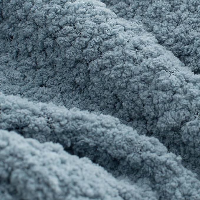 Throw Blanket for Couch, Dusty Blue Luxury Knitted Throws 60"x80", Textured Blankets with Handmade Fringe Tassels for Bed Sofa Decorative, Chunky Soft Farmhouse Boho Home Decor