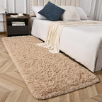 Beige Runner Area Rugs for Bedroom Living Room, 2x6 Feet Fluffy Bedside Rugs, Soft Shaggy Carpet Rug for Kids Room Nursery, Furry Cute Rugs for Girls Boys Dorm Room Home Decor