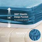 Love's cabin Full Size Satin Sheet Sets - 4 Piece Teal Silky Satin Sheet Set Full with Deep Pocket, Luxury Silk Feel Satin Bed Sheets Full Bedding Set (1 Flat Sheet,1 Fitted Sheet,2 Pillow Cases)