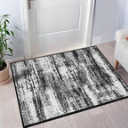 Entryway Rug Indoor Door Mat 2x3 Washable Abstract Small Area Rug Non-Slip Ultra Soft Faux Wool Boho Rug Throw Carpets for Kitchen Floor, Entryway Indoor, Bedroom Bedside, Living Room (Black and Grey)