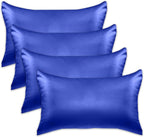 Elegant Comfort 4-Pack Standard/Queen Satin Pillowcase Set with Hidden Zipper Closure, Silky Smooth for Hair and Skin Care, Royal Blue