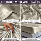 SLEEP SANCTUARY Satin Sheets King Size – 4 Piece Luxury Silky Bed Set, Softer Than Silk, 15" Deep Pocket, Cooling & Wrinkle-Free, Moisture-Wicking & Breathable for Hair & Skin (Taupe)