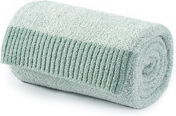 Carriediosa Heather Throw Blanket 60" X 80" Twin, 400GSM Ultra Soft Microfiber Fuzzy Fluffy Reversible Knitted Blankets Cozy Plush Lightweight and Warm Fall Throws for Couch, Bed, Sofa, Sage Green