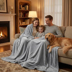 Fleece Blanket Full/Queen - 80x90 Inch Lightweight & Buttery-Soft Throw for Bed, Sofa, Camping | 300GSM Cloud-Touch Microfiber | Cozy Essentials for Travel & Movie Nights, (Grey)