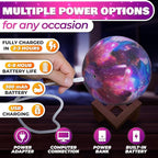 LED Galaxy Lamp 6.7" - 16 Colors, 4 Modes Mesmerizing 3D Moon Lamp with Touch & Remote Control, Wooden Stand, USB Charging - Printed Moon Night Light with Realistic Design | Party in The Dark Decor