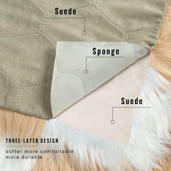 Fluffy Faux Fur Brown and White Checkered Rug，Small Area Rug,2x4 Ft Ultra Soft Shaggy Plush Rug for Bedroom Living Room Bedside Nursery Kids Room