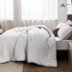 Bedsure Twin/Twin XL Comforter Set - Grayish White Soft Bedding for All Seasons, Cationic Dyed Bed Set, 2 Pieces, 1 Twin Size Comforter (68"x88") and 1 Pillow Sham (20"x26"+2")