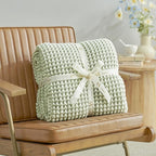 Amélie Home Knit Throw Blanket, Soft Chenille Cozy Breathable Pineapple Chunky Decorative Blanket for Couch, Bed & Sofa, French-Inspired Lightweight Warm Gift for Women, Sage Green, 60"x80"