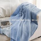 Whale Flotilla Chunky Knit Throw Blanket for Couch and Bed, Grey Blue Decorative Cozy Fleece Blanket, Reversible Soft Fuzzy Woven Throws, 50x60 Inch