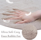 Tititex Luxury Collection Area Rug 2'x3' Soft Fur Fluffy Bedside Rug, Furry Shag Shaggy Non Slip Floor Rugs Washable 1.18' High-Pile Plush Carpet for Nursery Bedroom Living Room Decor, Brown Grey