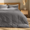 Bare Home 100% Organic Cotton California King Duvet Cover Set - Crisp Percale Weave - Lightweight & Breathable - Cooling Duvet Cover Set (California King, Grey)