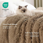 Cottonblue Jacquard Weighted Blanket for Adults 15 lbs Twin Size, Cozy Fluffy Sherpa Fleece Weighted Throw Blankets 60" x 80" for Sleep Relax, Fuzzy Warm Arch Heavy Blanket Soft for Bed Couch, Khaki