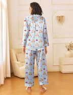 Ekouaer Womens Silk Satin Pajama Sets 2 Piece Sleepwear Pjs Set Long Sleeve Button Down Top and Pants Stripe Loungewear S-XXL