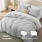Bedsure Duvet Cover California King Size - Soft Double Brushed Bedding Set for Kids & Adults, Zipper Closure, 3 Pieces, Includes 1 Duvet Cover (104"x98") & 2 Pillow Shams, NO Comforter, Silver Grey