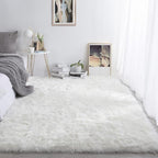 HOMBYS 10x10 Oversized Faux Fur Area Rug for Living Room Bedroom, Super Soft & Fluffy White Faux Sheepskin Play Carpet for Kids Children, Luxury Plush Furry Décor Shaggy Feet Mat for Bedside
