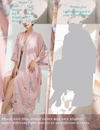 Aensso Long Soft Lightweight Silky Kimonos Robes for Women, Luxury Japanese Floral Womens Kimono Robe