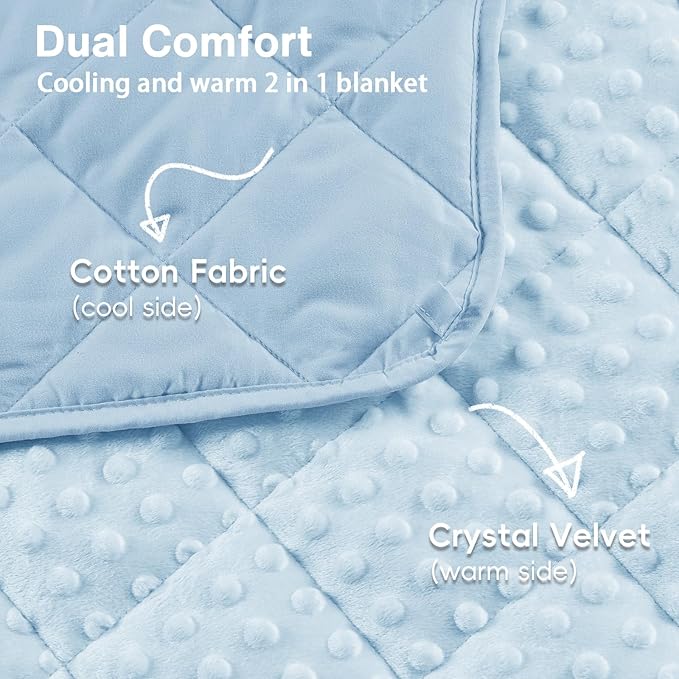 yescool Weighted Blanket 3 lb Light Blue Small Weighted Lap Blanket for Boys and Girls, Cooling Weighted Throws Blanket Minky Heavy Blankets, for 20-45lbs, 36 * 48in