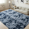 ISEAU Super Soft Rugs for Dorm, College, Apartment, Bedroom Shaggy Area Rug, 3x5 Feet Tie-Dye Carpet Fluffy Mats for Living Room, Non-Slip Abstract Fuzzy Rugs for Girls Boys Kids Room, Dark Blue