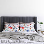 Satin Pillowcase for Hair and Skin, Super Soft and Cooling Similar to Silk Pillow Cases 2 Pack with Envelope Closure Standard Size Satin Pillow Covers, Gifts for Women(20"x26", Floral)