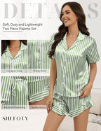 Silk Pajamas for Women Button Down 2 Piece Satin Pjs Shorts Set Ruffle Notch Collar Sleepwear Loungewear