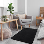 Keeko 2x3 Black Area Rugs for Bedroom Living Room, Soft Modern Indoor Throw Rugs Low Pile Fluffy Small Rug Door Mat Washable Non Slip Entryway Rug Carpet for Nursery Home Kids Room Decor